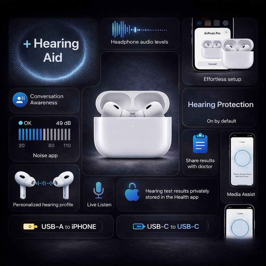6 in 1 combo - UNI PODS PRO 2 FREE MAGSAFE POWERPACK 10000 MAH FREE 4 IN 1 MULTI CHARGING CABLE with silicon cover with sticky pods with cable protector